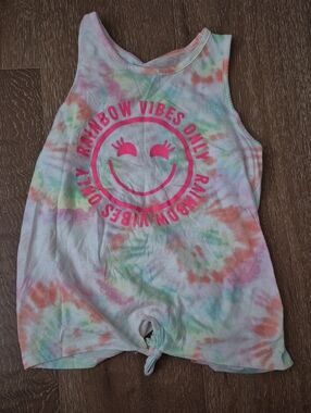 The Children's Place Pastel Tie-Dye Tank with Neon Pink Smiley